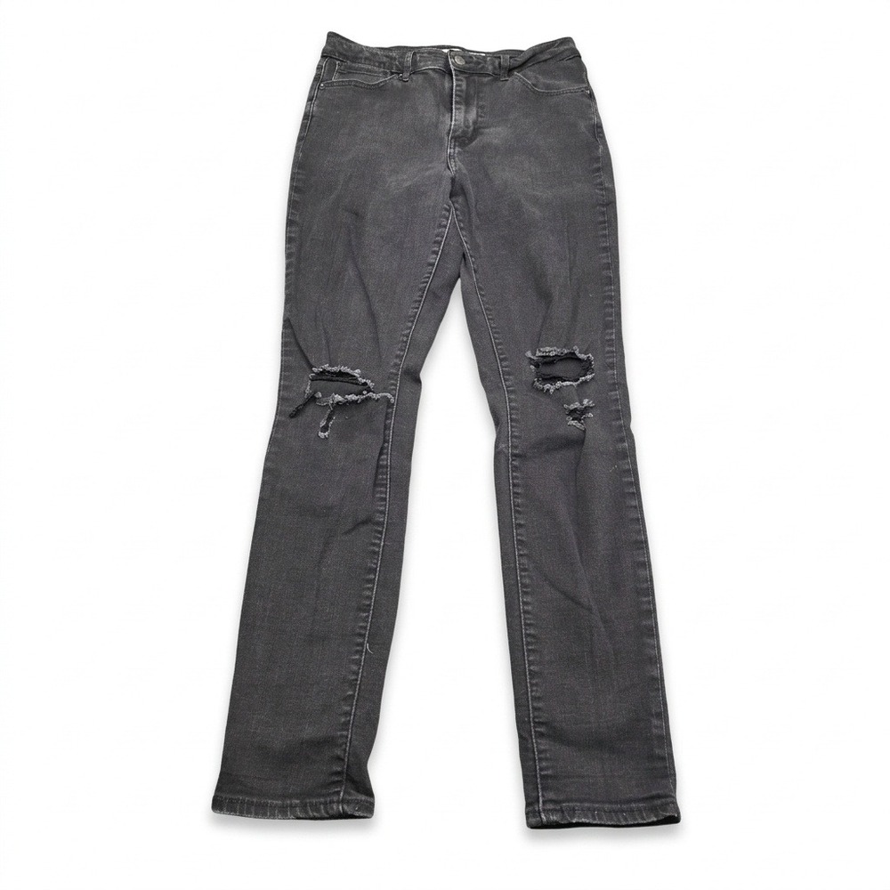 Levi's 721 High Rise Skinny Jeans Womens 29x30 Black Distressed Ripped Denim